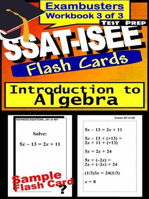 cover image of SSAT-ISEE Test Algebra Review&#8212;Exambusters Flashcards&#8212;Workbook 3 of 3